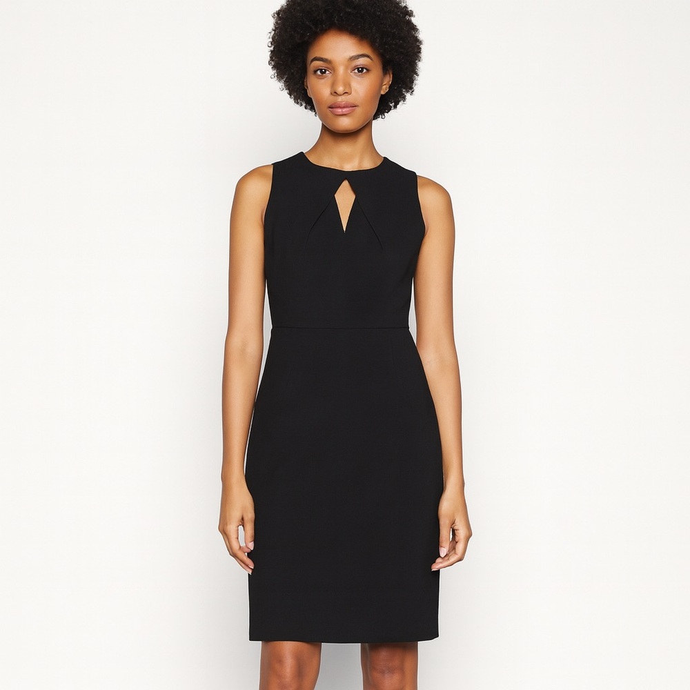 Reiss Sleeveless Keyhole Sheath Dress Mesh Detail Black Size US 10
